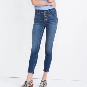 Madewell Women's 9” Mid-Rise‎ Skinny Crop Button Fly Skinny Jeans Blue Size 31